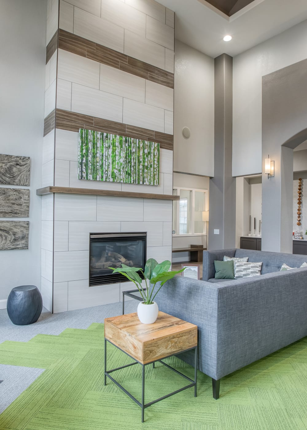 Cozy couch at Mission Rock Residential in Denver, Colorado
