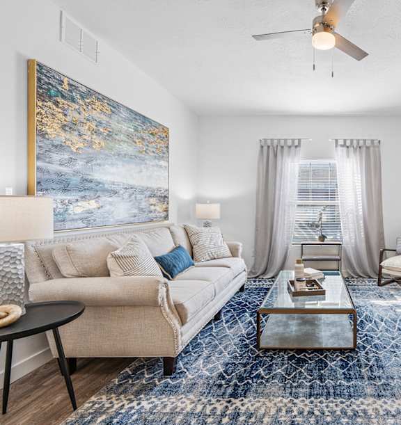Living room with modern TV at The View on 20th, Utah, 84401
