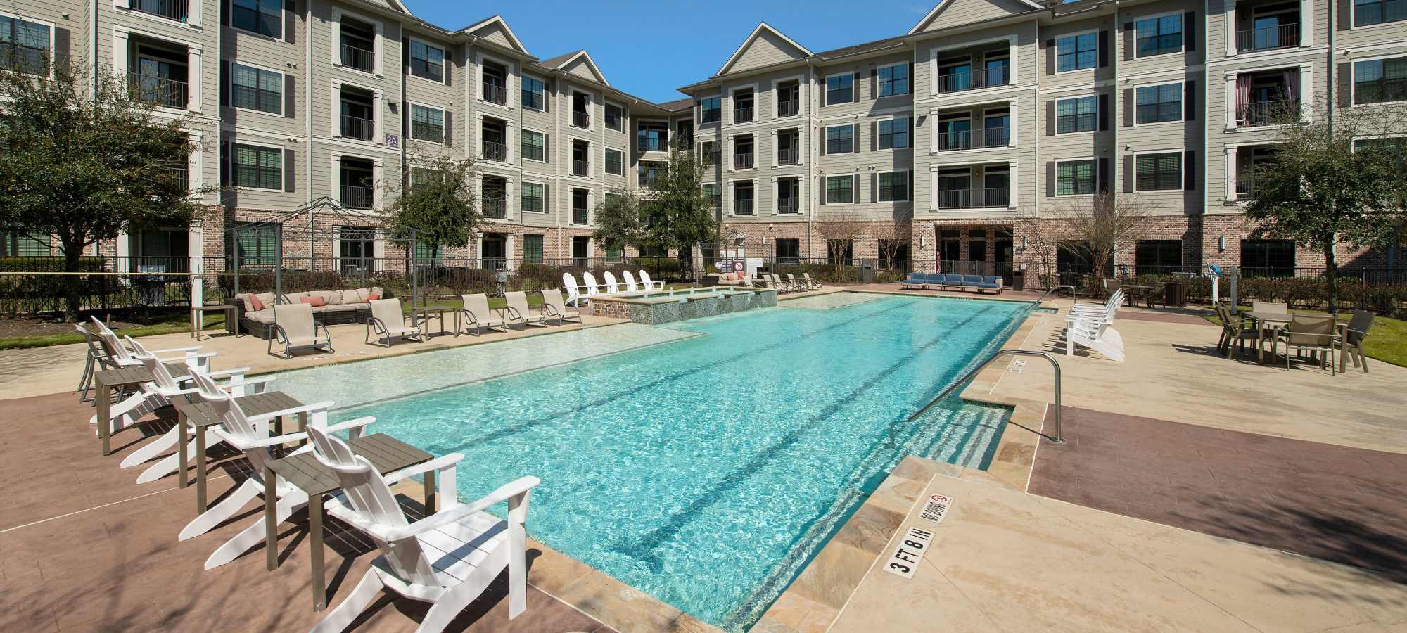 Swimming pool of apartment at Nantucket at Fannin Station in Houston, Texas