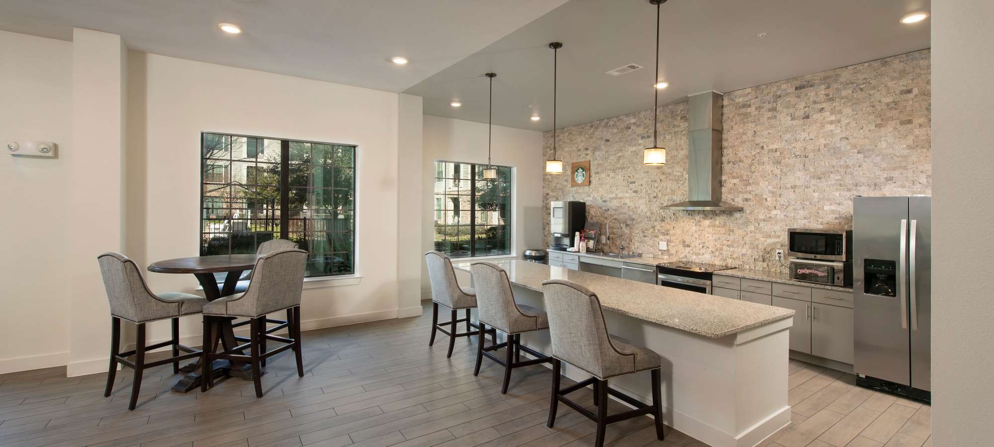 Living and dining view at Nantucket at Fannin Station in Houston, Texas