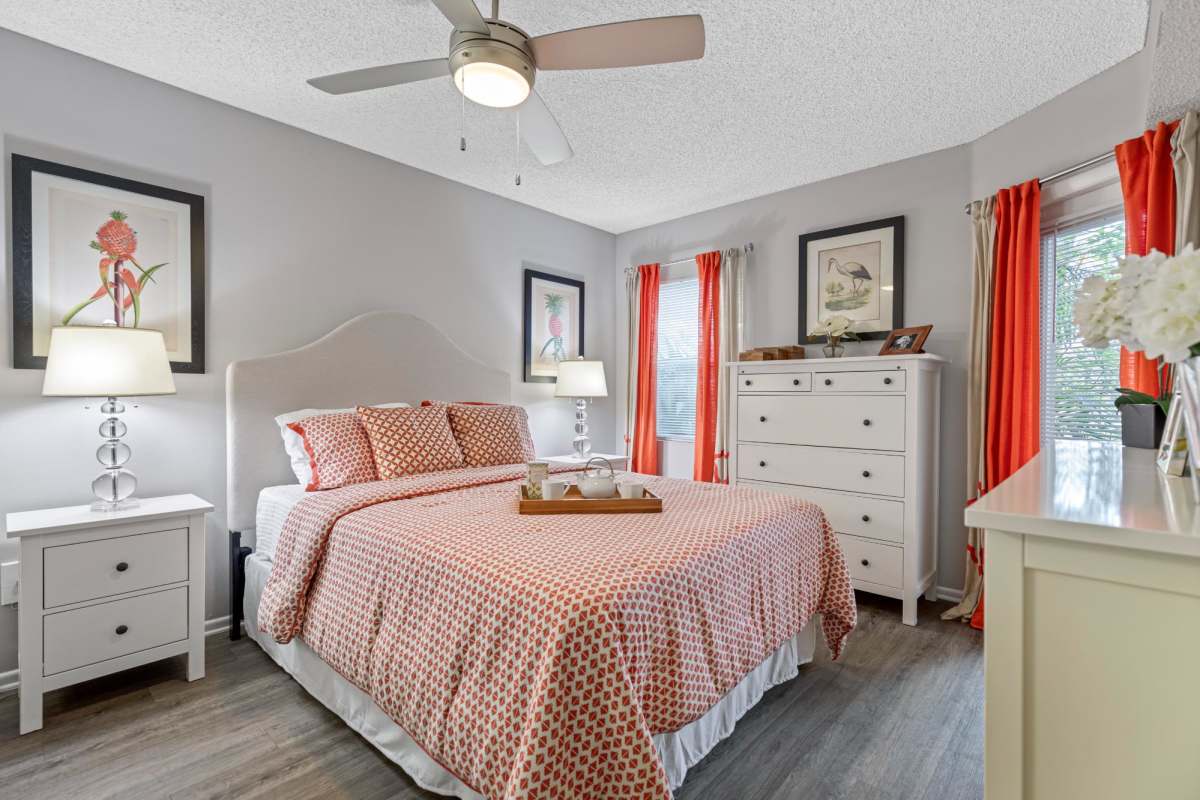Model bedroom at Centro at Davie Apartments, Davie, Florida