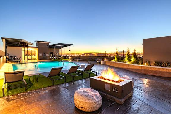 Outdoor Firepit Patio at The Cosmopolitan Apartments, Tulsa