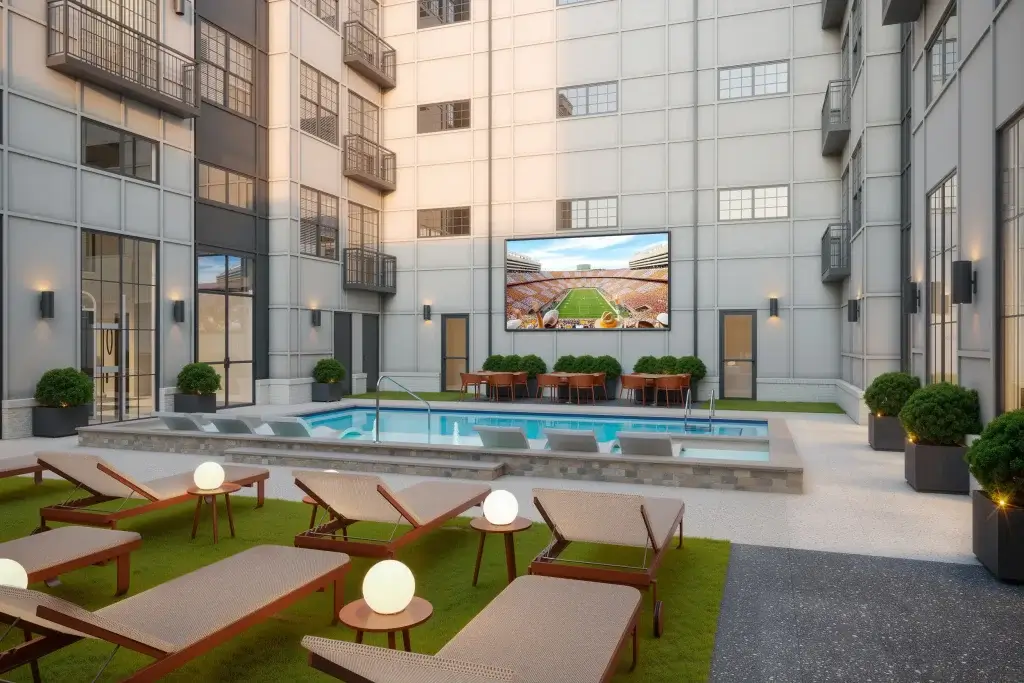 signature on grand apartments resort style pool courtyard