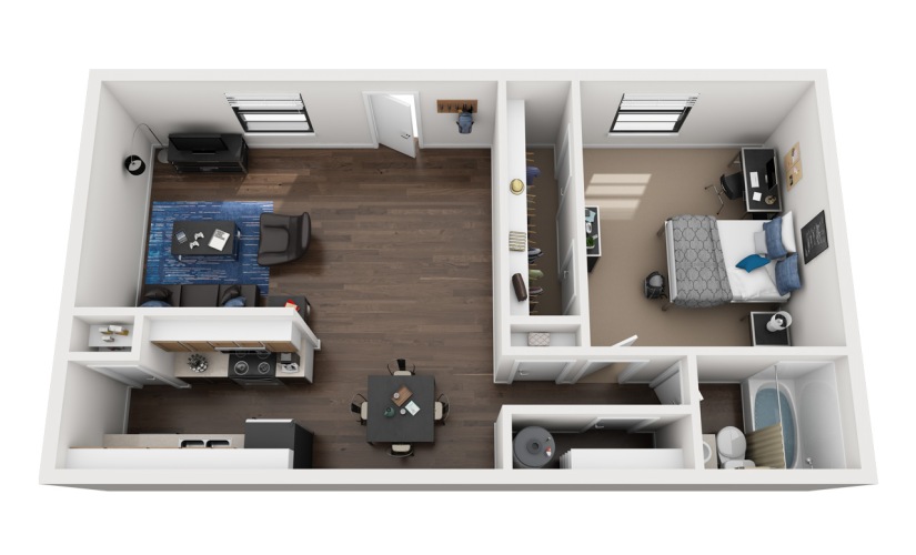 A2 - 1 bedroom floorplan layout with 1 bathroom and 620 square feet