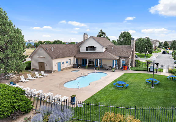 A large house with a pool in the backyard.