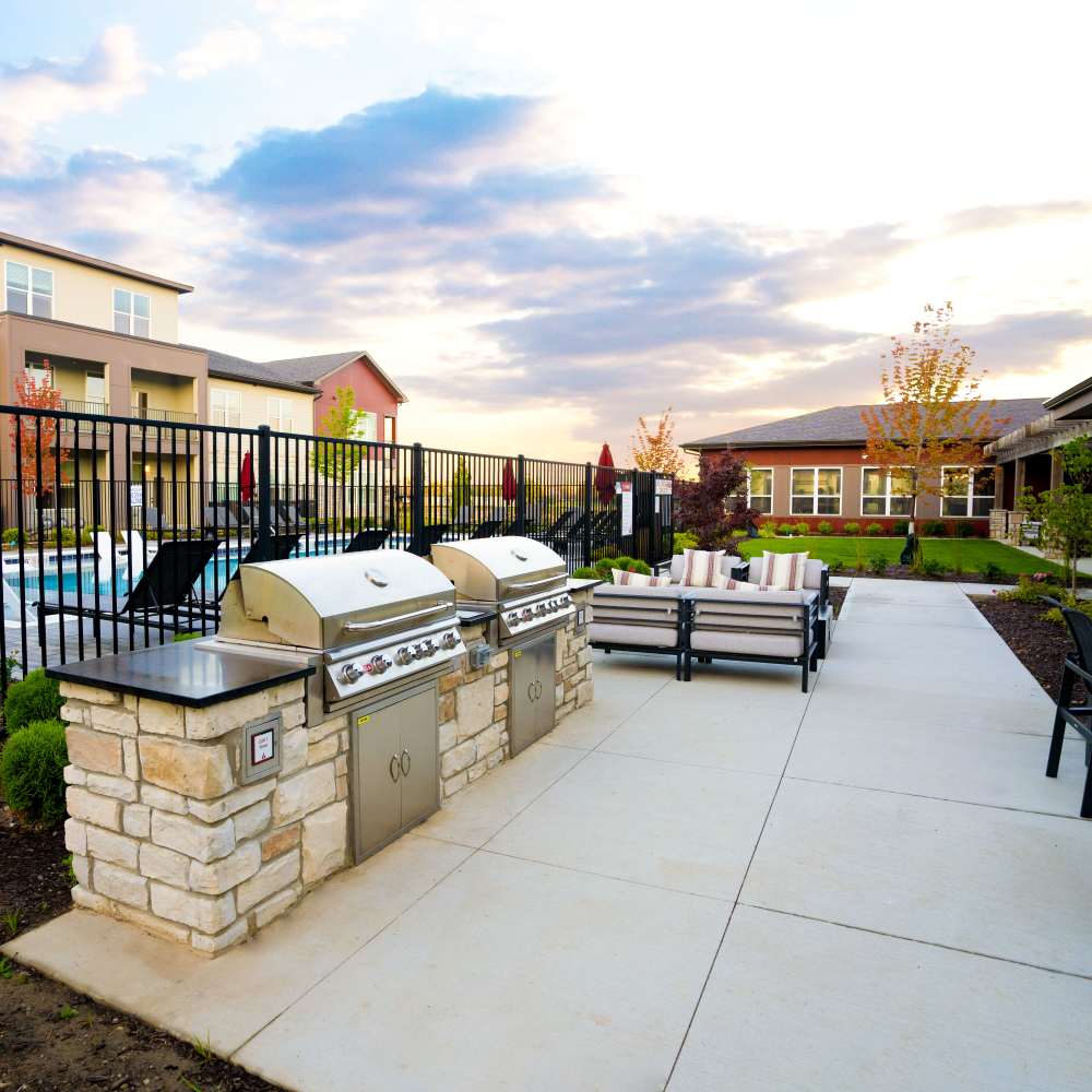 BBQ grills at Apex at Perry Crossing in Plainfield, Indiana
