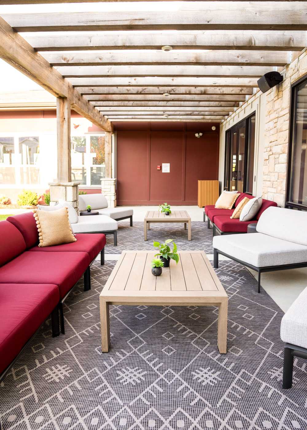 Outdoor lounge area at Apex at Perry Crossing in Plainfield, Indiana