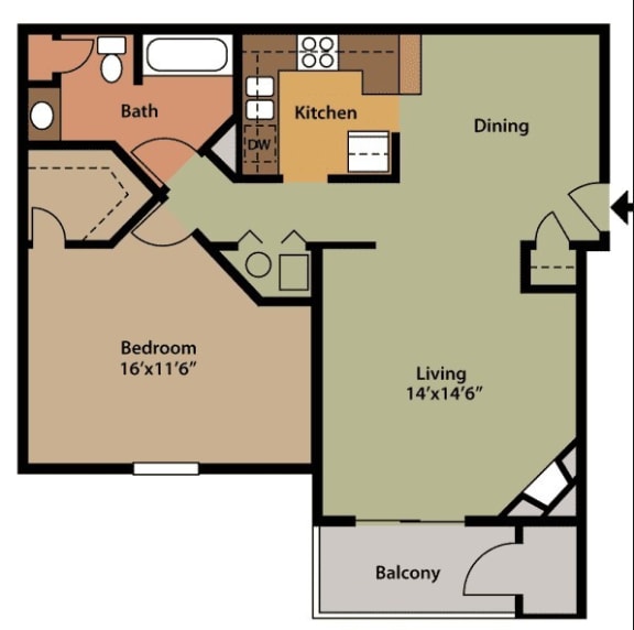 a floor plan of a house with a bedroom and a living room