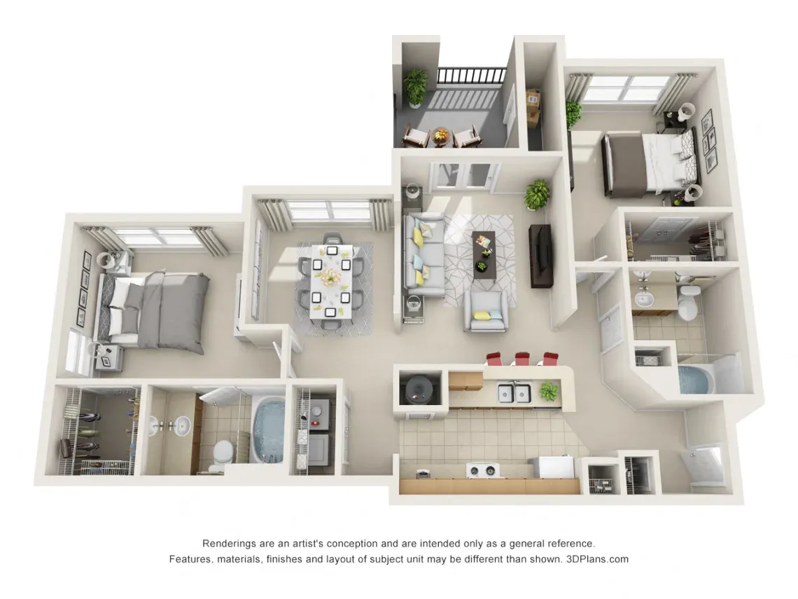 Preserve at Mill Creek two bedroom floor plan image.