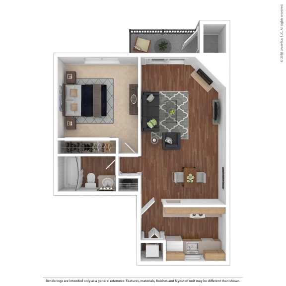 1 Bed 1 Bath Floor Plan | 650 Sq. Ft. at 2000 Lake Washington Apartments, Renton