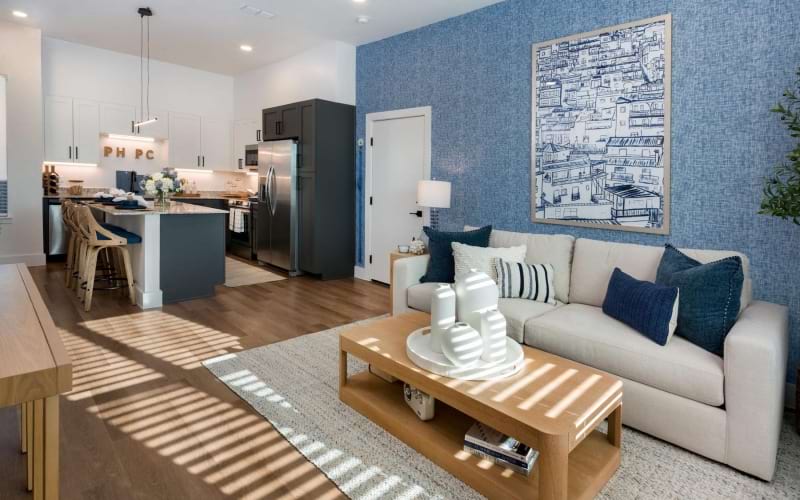 Living area that includes ample seating space at Parchaus at Paloma Creek