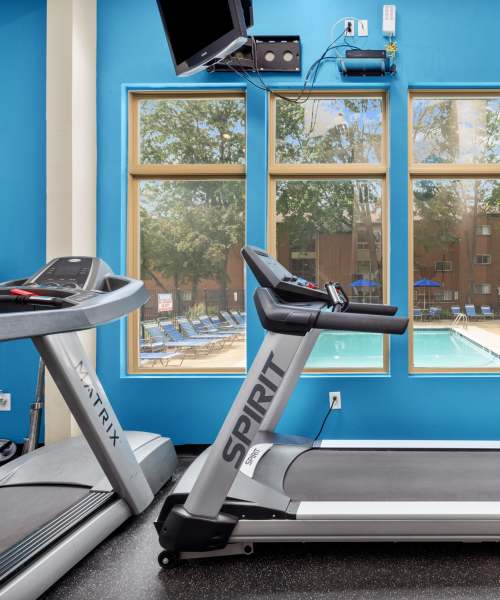 Fitness center at West End Terrace Apartments in St. Louis, Missouri