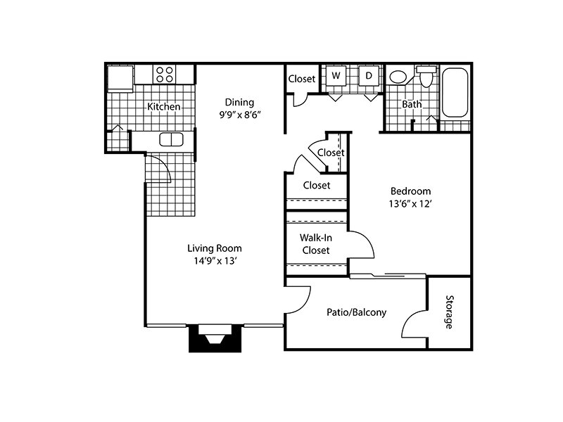 Our A2 is a 1 Bedroom, 1 Bathroom Apartment