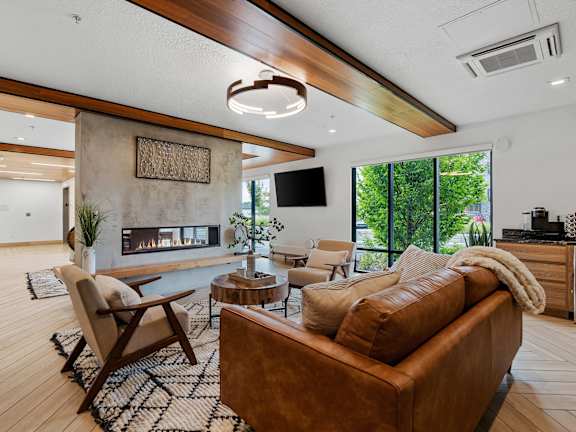 Fireplace Lounge Interior at The Flats at Riverwoods, Provo, 84604