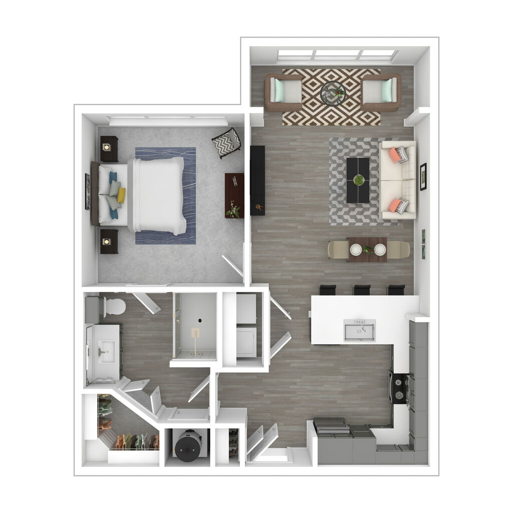 770 sq. ft. One Bedroom, One Bathroom A1.S Floor Plan at One90 Frankford Apartments in Dallas, TX