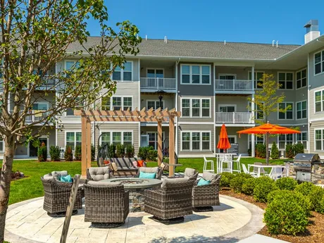 Outdoor lounge area with seating.