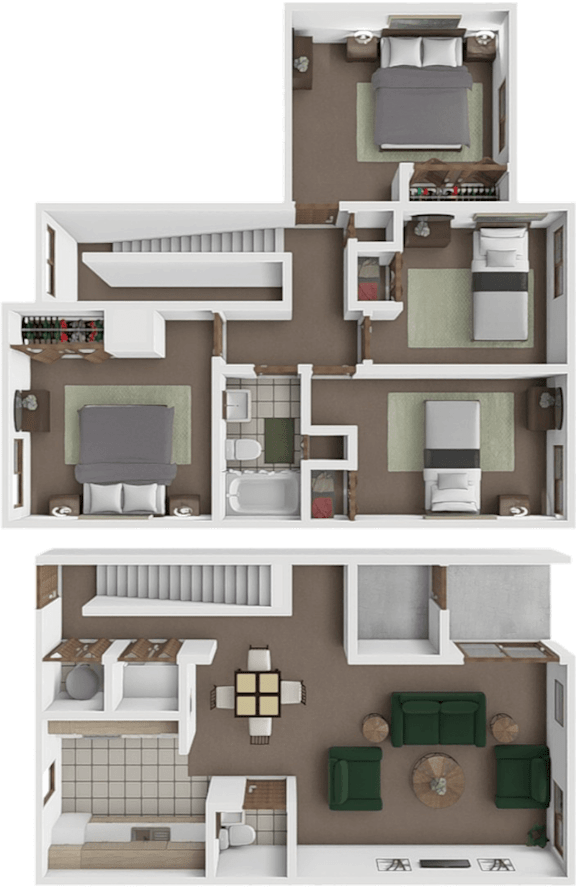 A set of three house plans with different layouts.