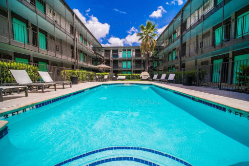 Pool Side Relaxing Area at Mesh Properties, Texas
