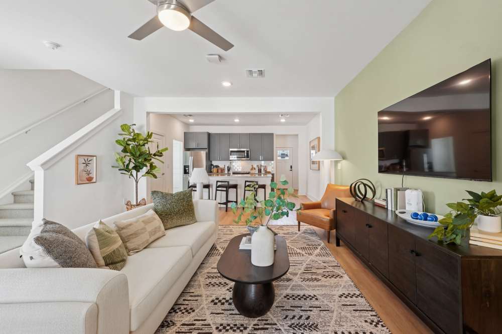 Modern living room at The Maggie Towns in Jacksonville, Florida