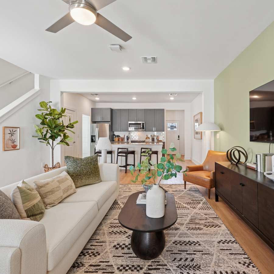 Spacious living room at The Maggie Towns in Jacksonville, Florida