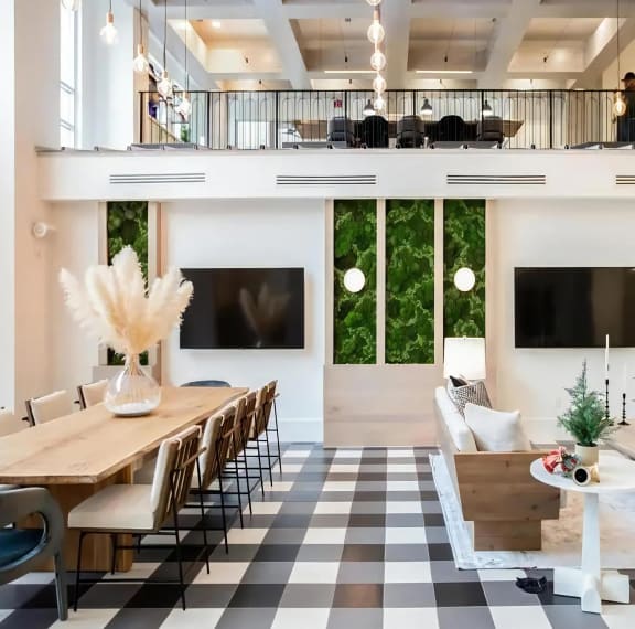 Alta Wren Large Common Room Checkered Floor and TVs