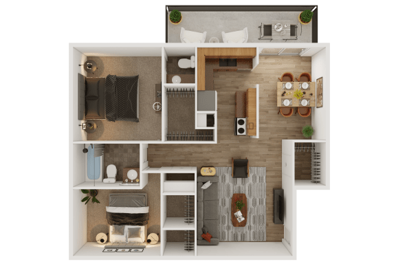 B1 1005sqft 2 bedroom apartment at Carisma, Dallas, TX