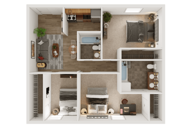C1 1256sqft 3 bedroom apartment at Carisma, Dallas, TX, Florida