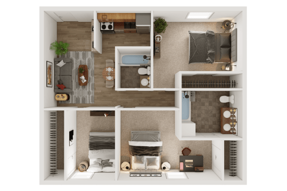 C1 1256sqft 3 bedroom apartment at Carisma, Dallas, TX, Florida