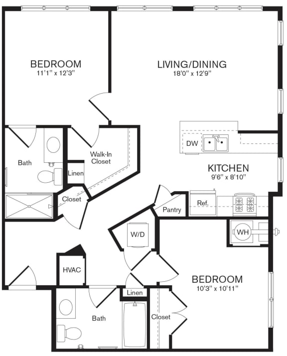 Birch Floor Plan | 1,058 Sq. Ft. at Heights at Glen Mills, Pennsylvania 19342