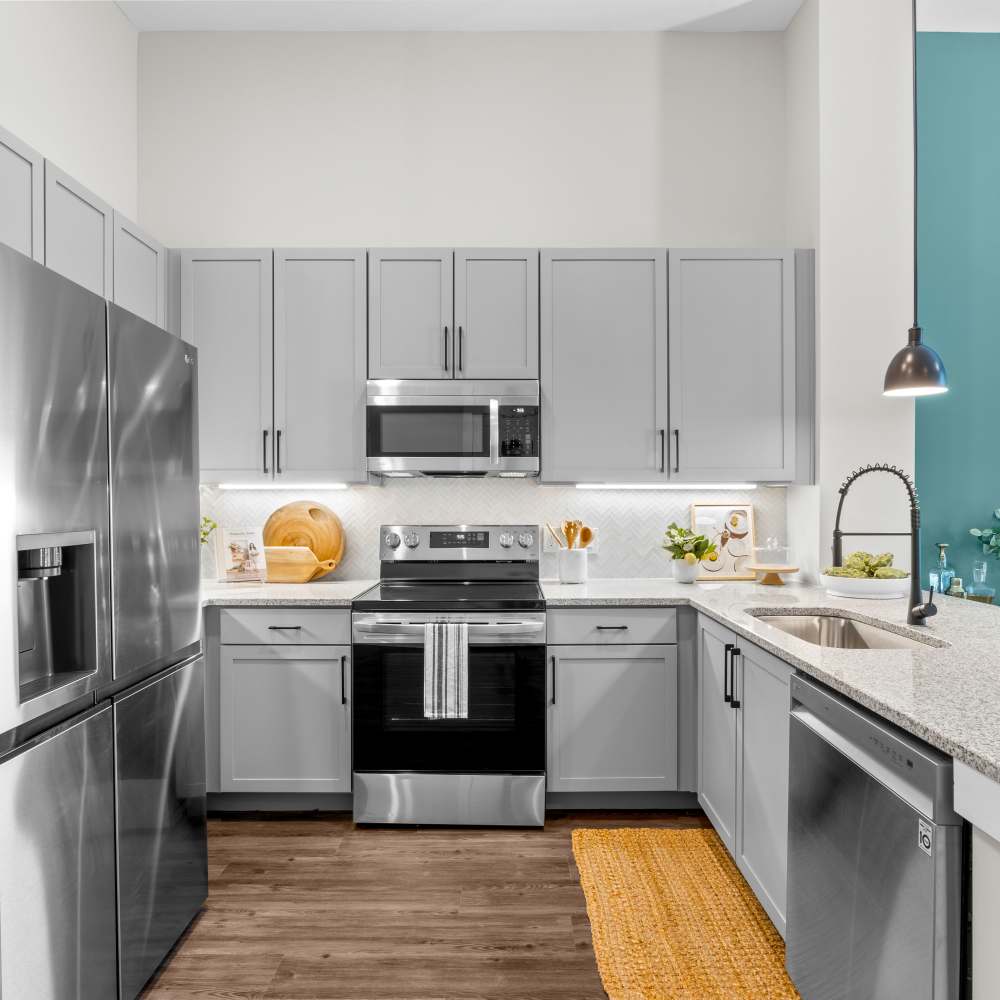 Apartment kitchen at District at 54 in Raleigh. NC