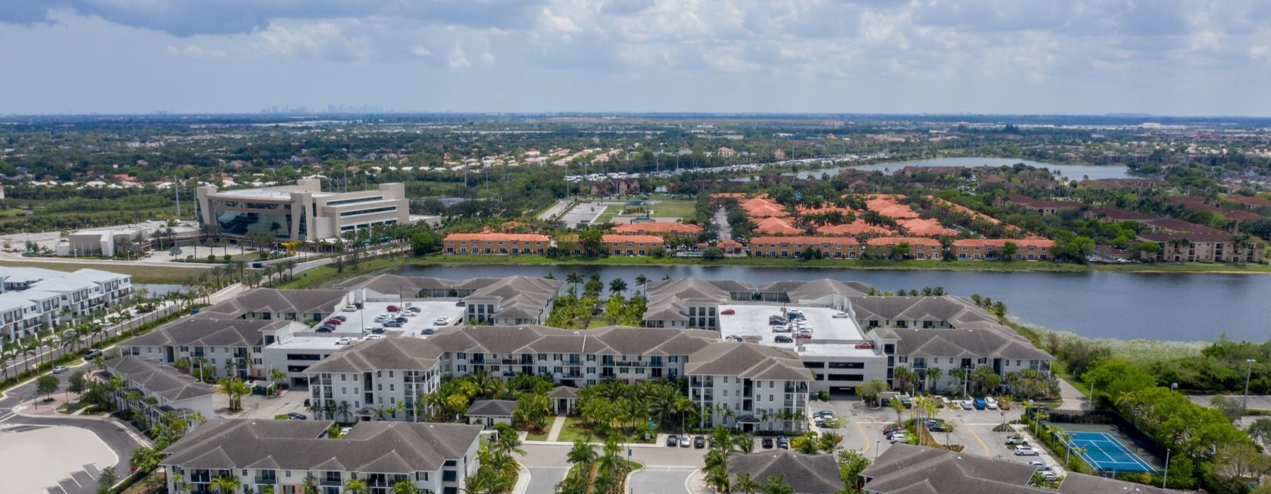an aerial view of a city