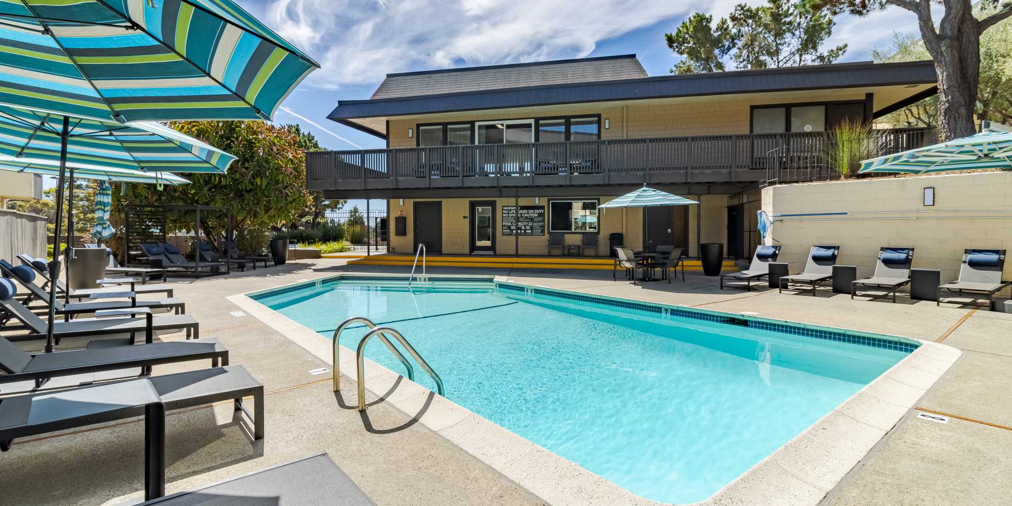 Sparkling swimming pool at The Ralston at Belmont Hills in Belmont California