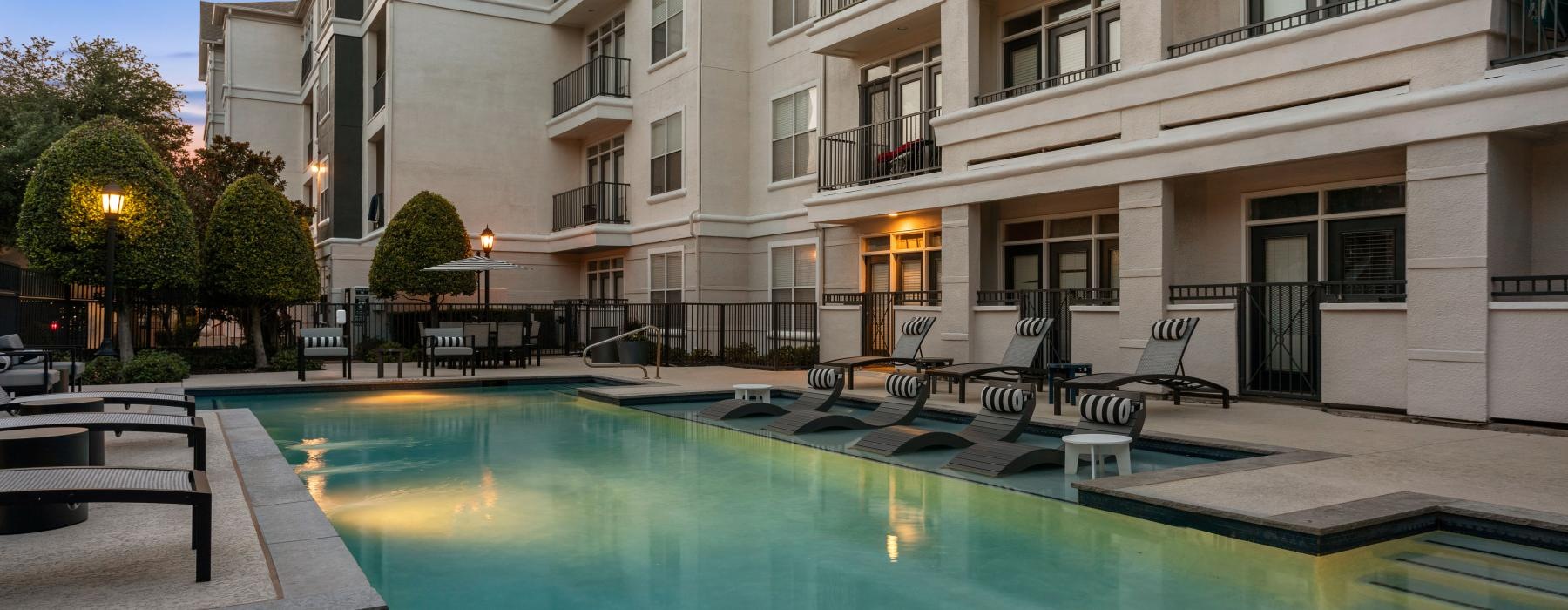 a pool in a courtyard