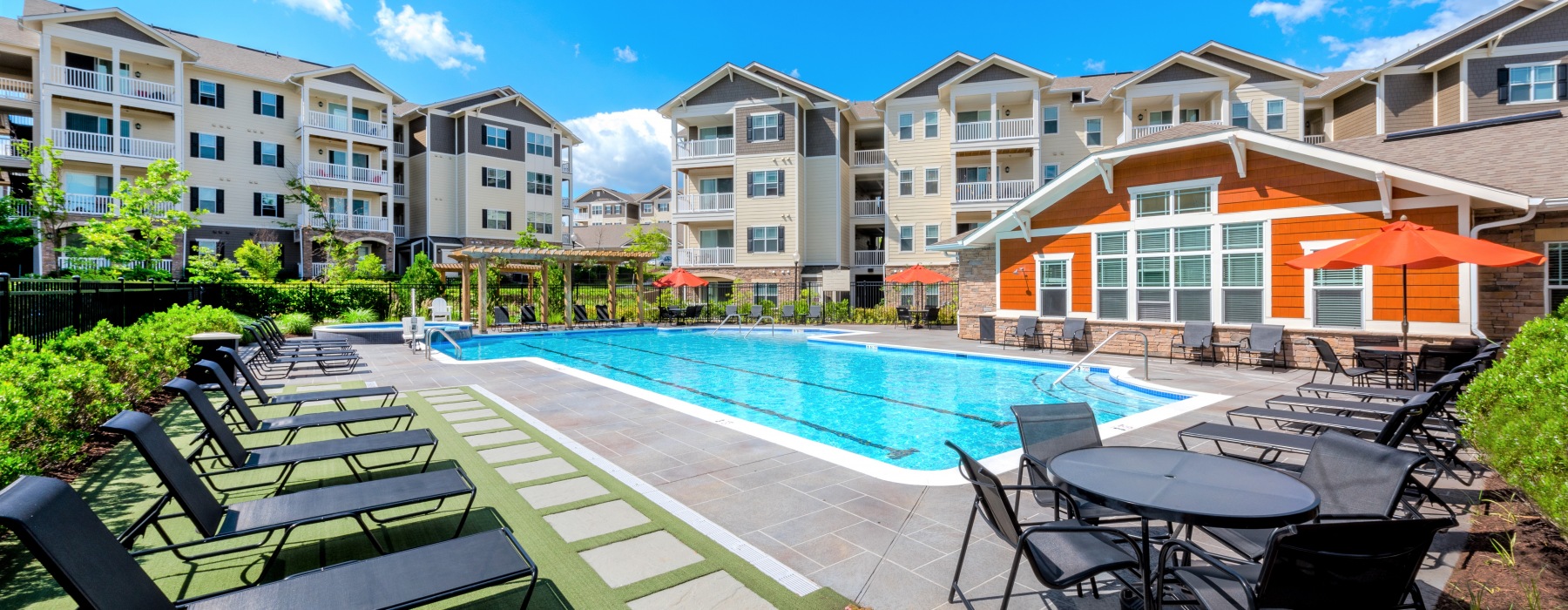 large lap pool and pool deck