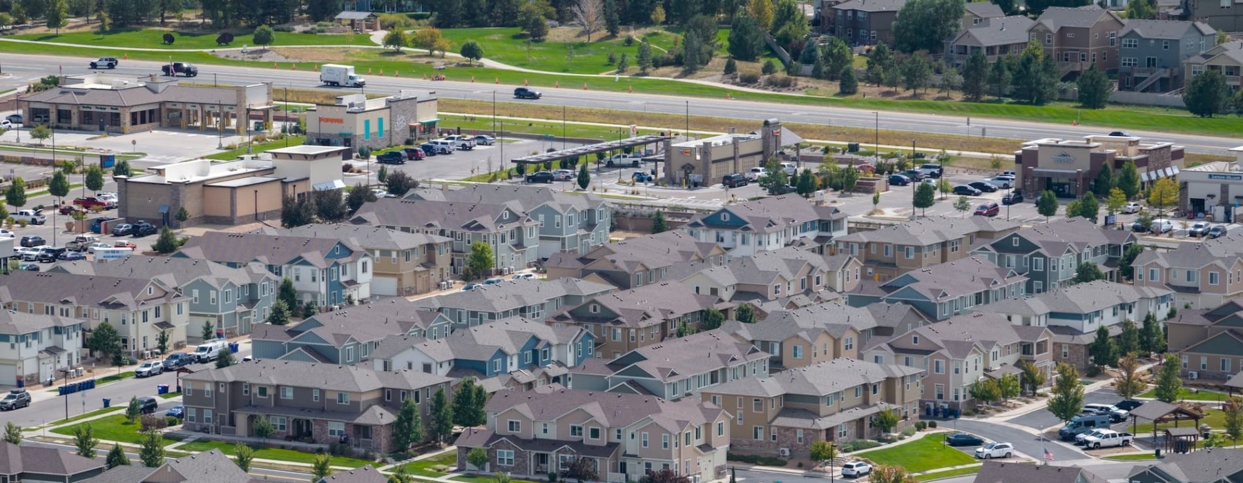 aerial view of property buildings