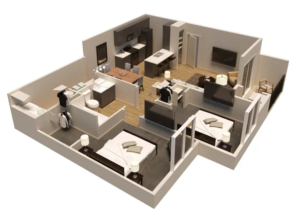 2x1 floor plan rendering