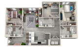 Three Bedroom, Three Bathroom Floorplan A