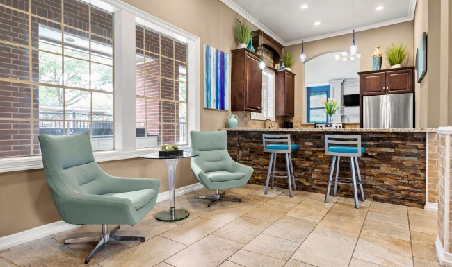 Clubhouse with sitting area and kitchen