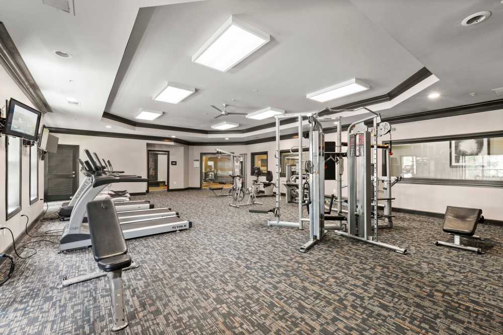 Spacious fitness gym at The Cedars at Johns Creek in Johns Creek, Georgia