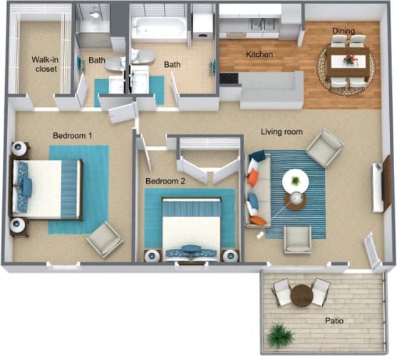 Floor Plan Two bedroom two bath
