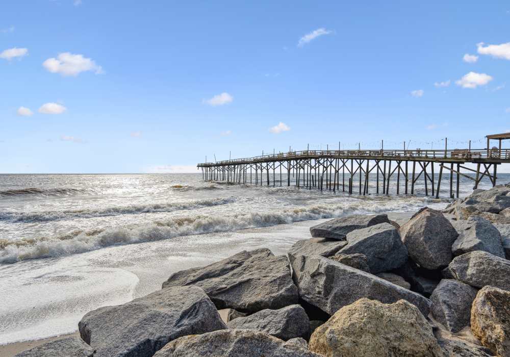 Beach next to pier near Hamlet Barclay West in Wilmington, North Carolina
