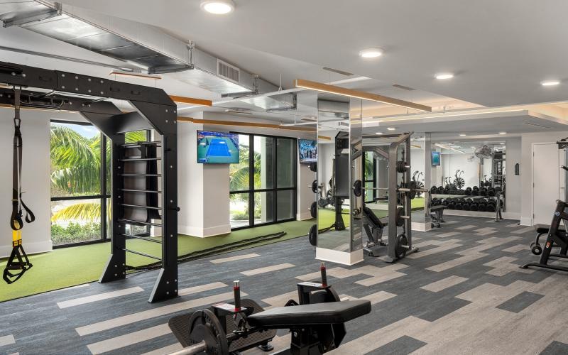 a gym with exercise equipment