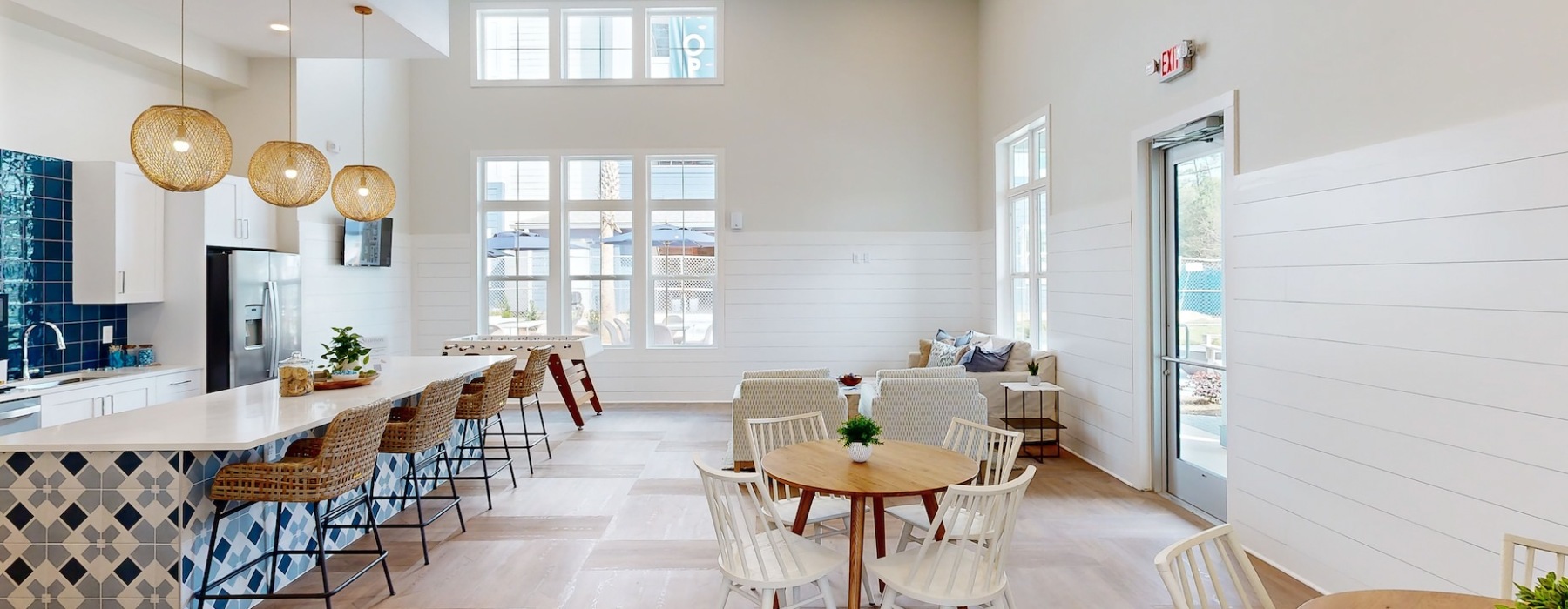 Modern resident clubhouse at Madison Shores apartment complex in Pensacola Florida.