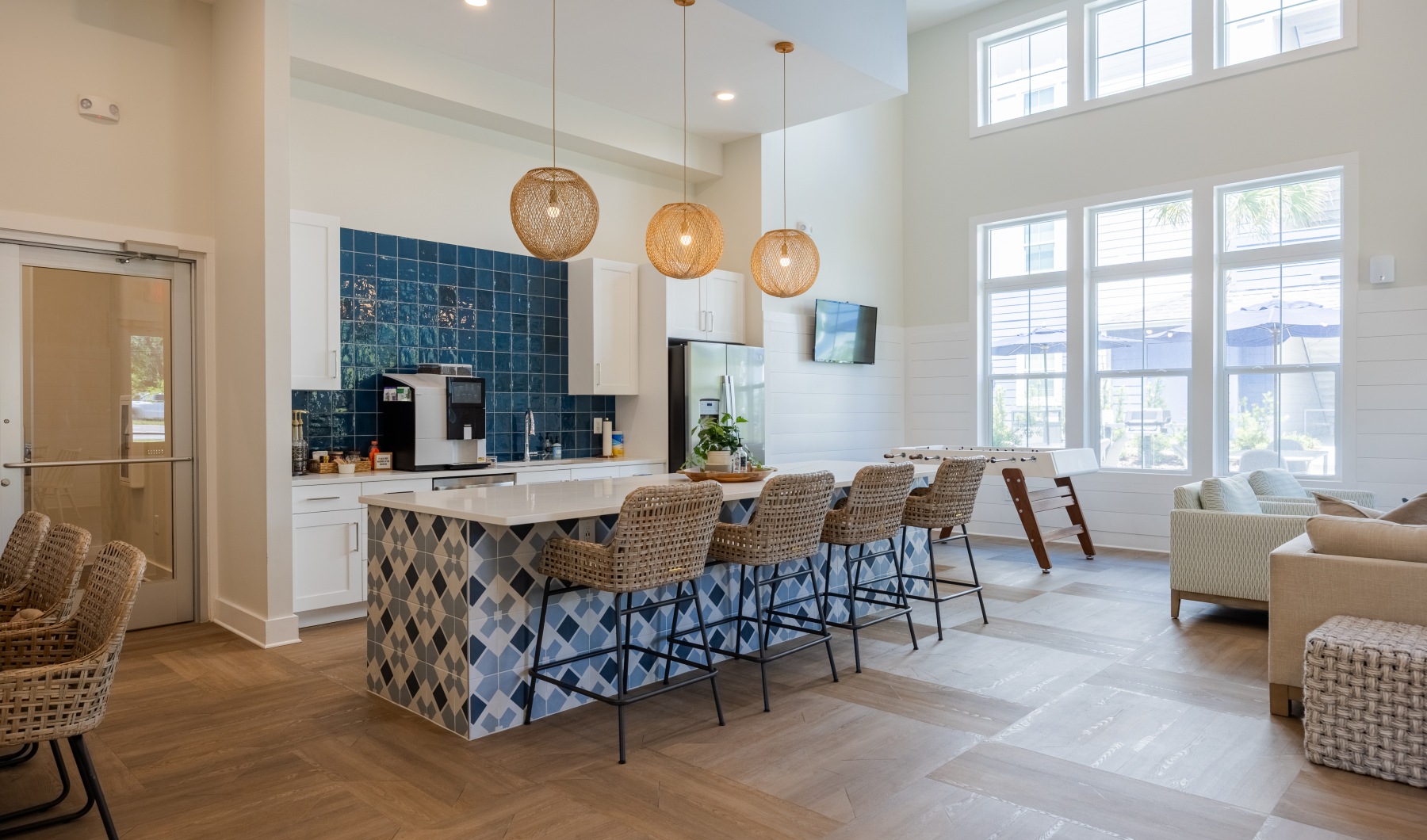 Modern resident clubhouse at Madison Shores apartment complex in Pensacola Florida.