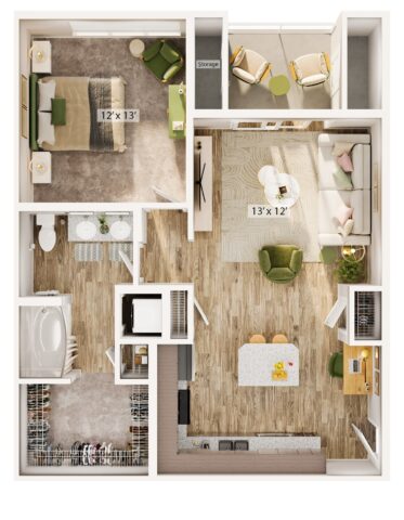 Bell Lafayette one bedroom floor plan