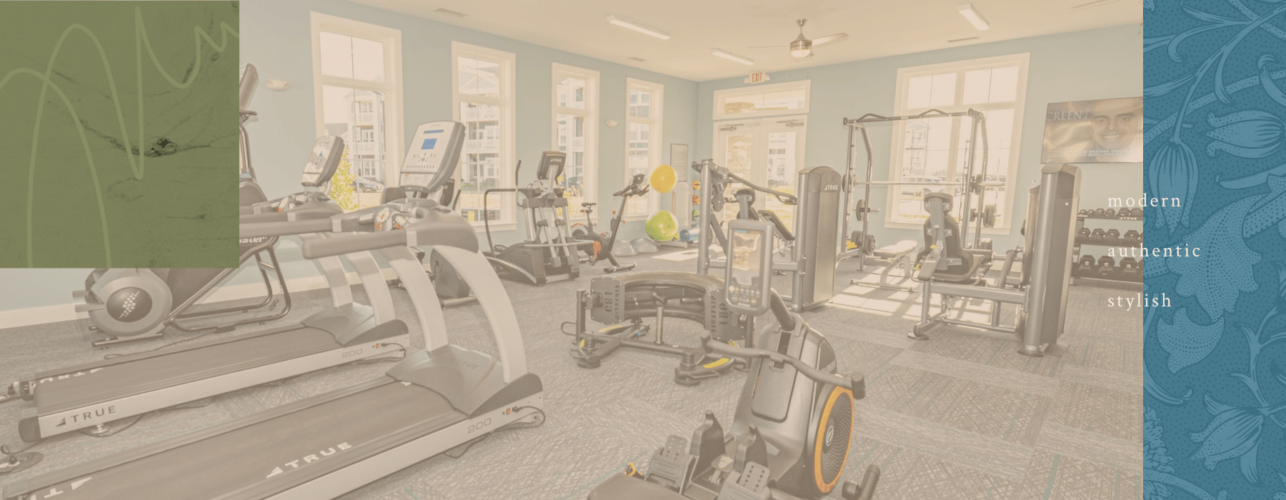 Fully equipped fitness center at Madison Farms apartments near Concord Mills in Charlotte NC.