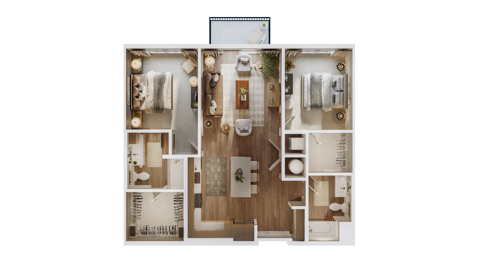 two bedroom floorplan layout