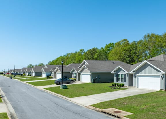 a row of houses on the side of a street