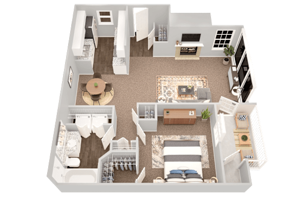 Adair, one-bathroom, one-bathroom floor plan rendering at Summerchase at Riverchase Apartments