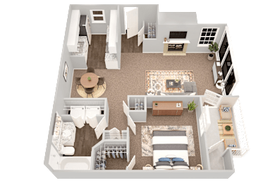 Adair, one-bathroom, one-bathroom floor plan rendering at Summerchase at Riverchase Apartments